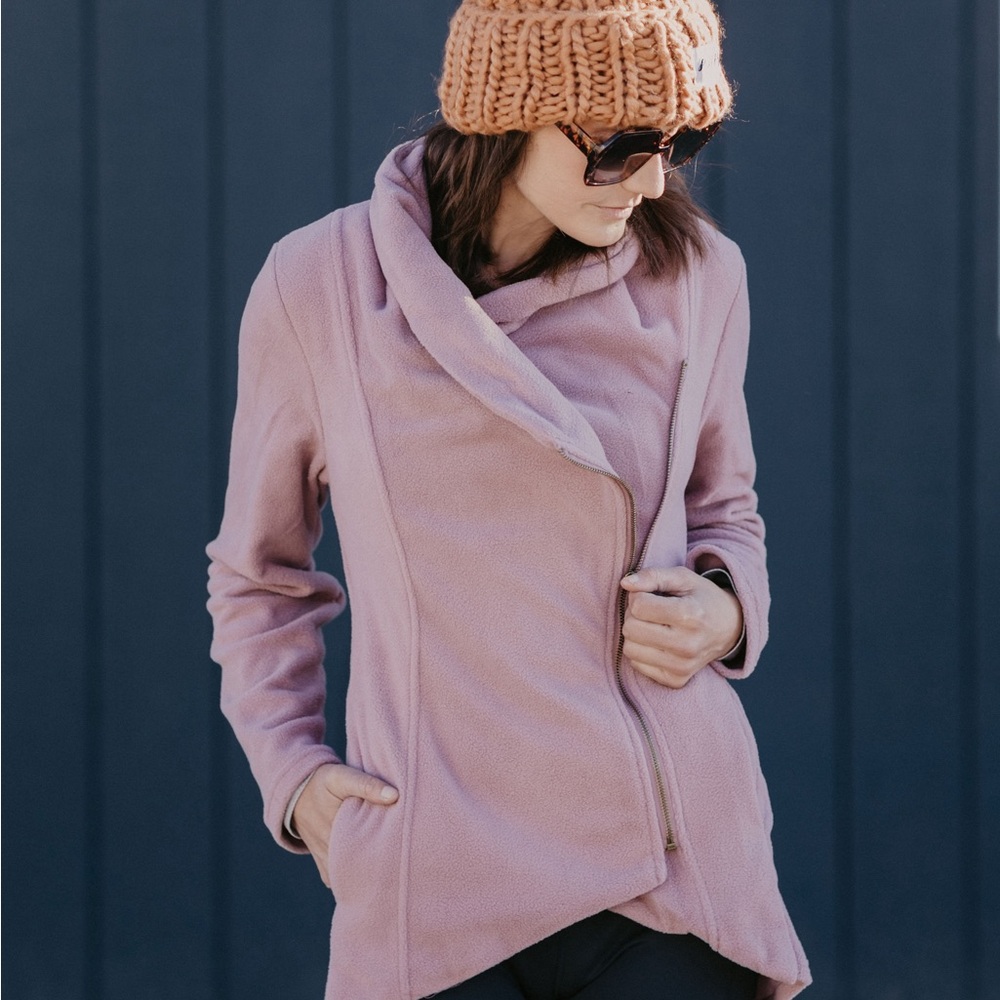 Fleece asymmetrical active where work out outer layer jacket super cute